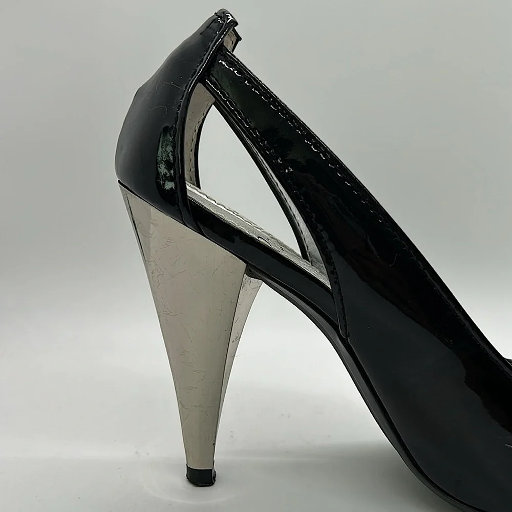 Linea Paolo Sexy Black/Silver Peep Toe Stiletto Heels Shoes **Size 6.5**🔥🔥 - Picture 6 of 9